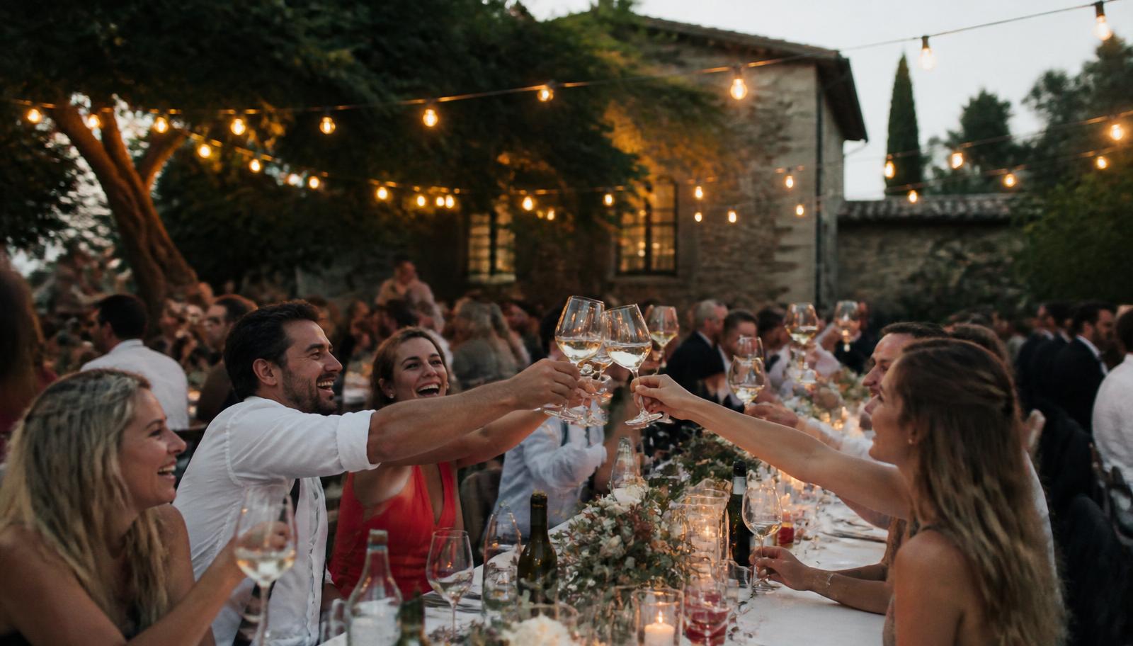 Brindisi al ricevimento di matrimonio in una villa veneta