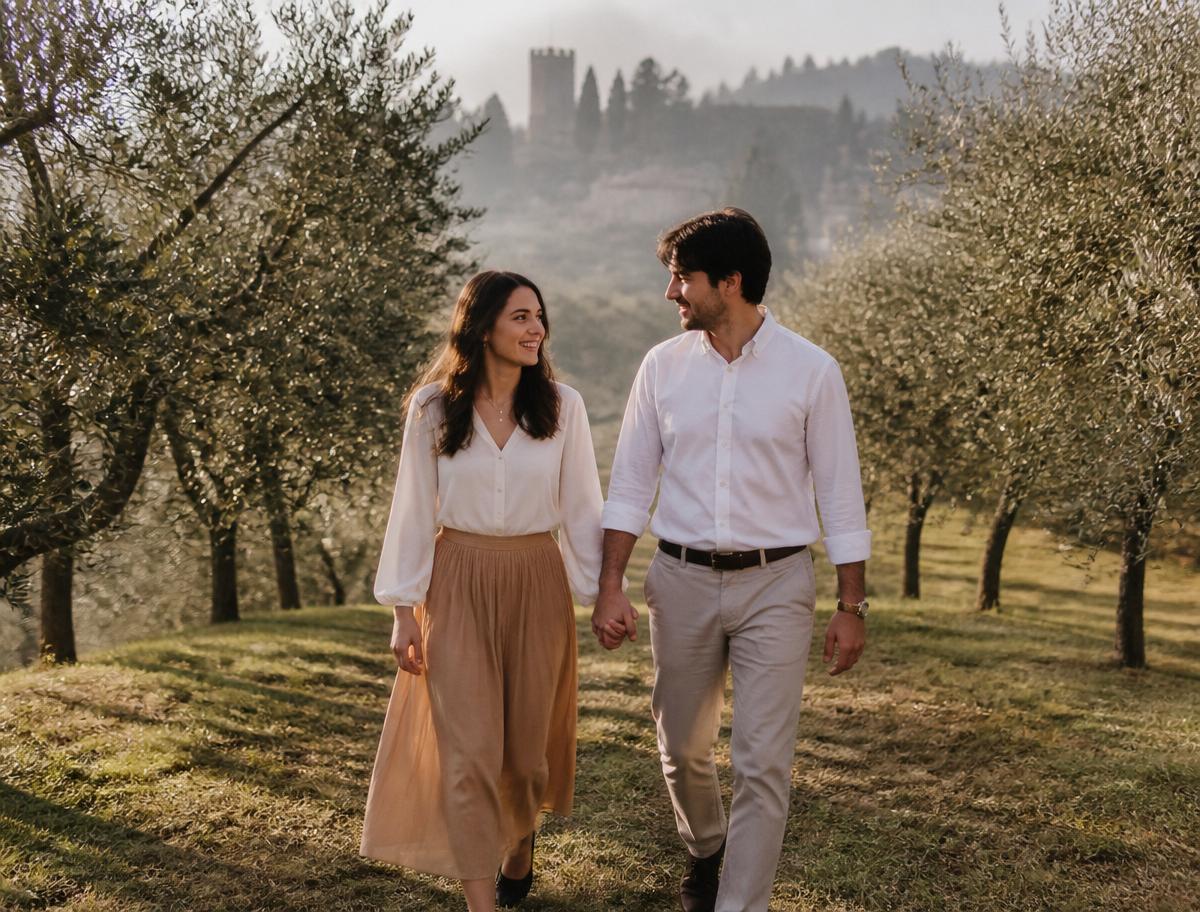 Servizio prematrimoniale tra gli ulivi di Bassano