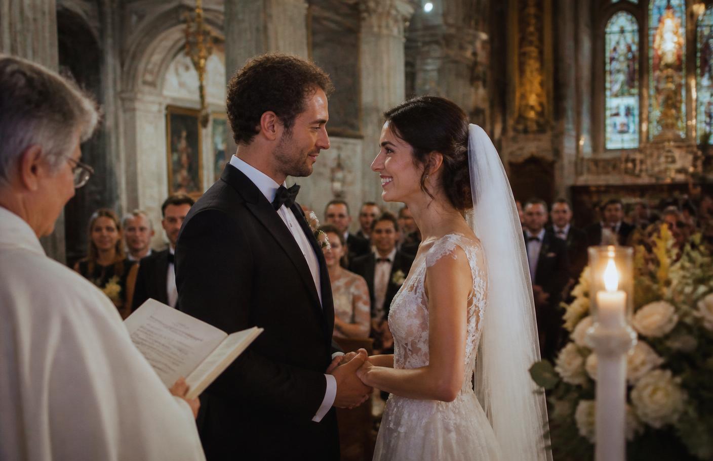 Cerimonia di matrimonio in una chiesa storica del Veneto